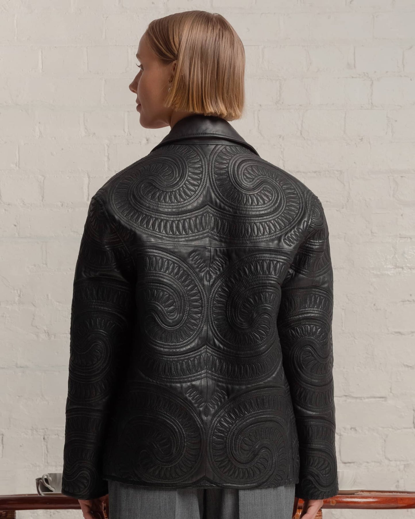 embroidered leather jacket