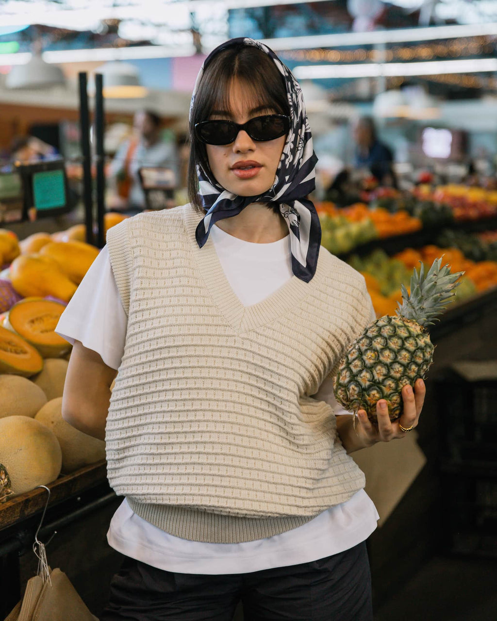 oversized knitted vest