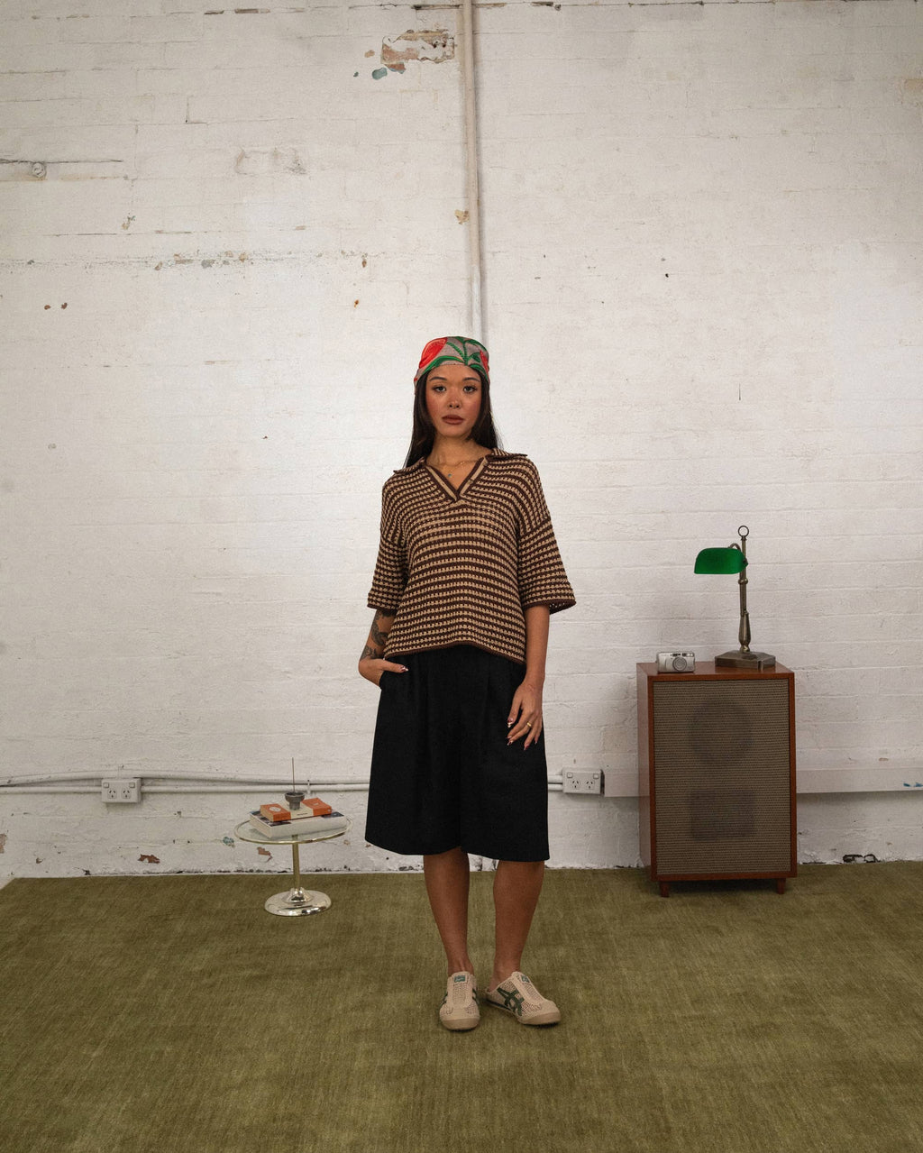 wool pleated shorts